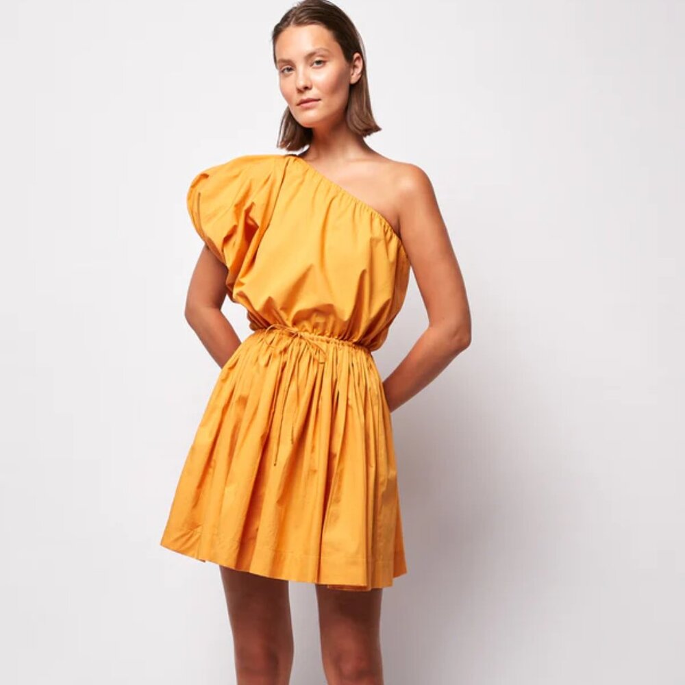SWF Orange Puff Sleeve Cotton Mini Dress NWOT Sz M